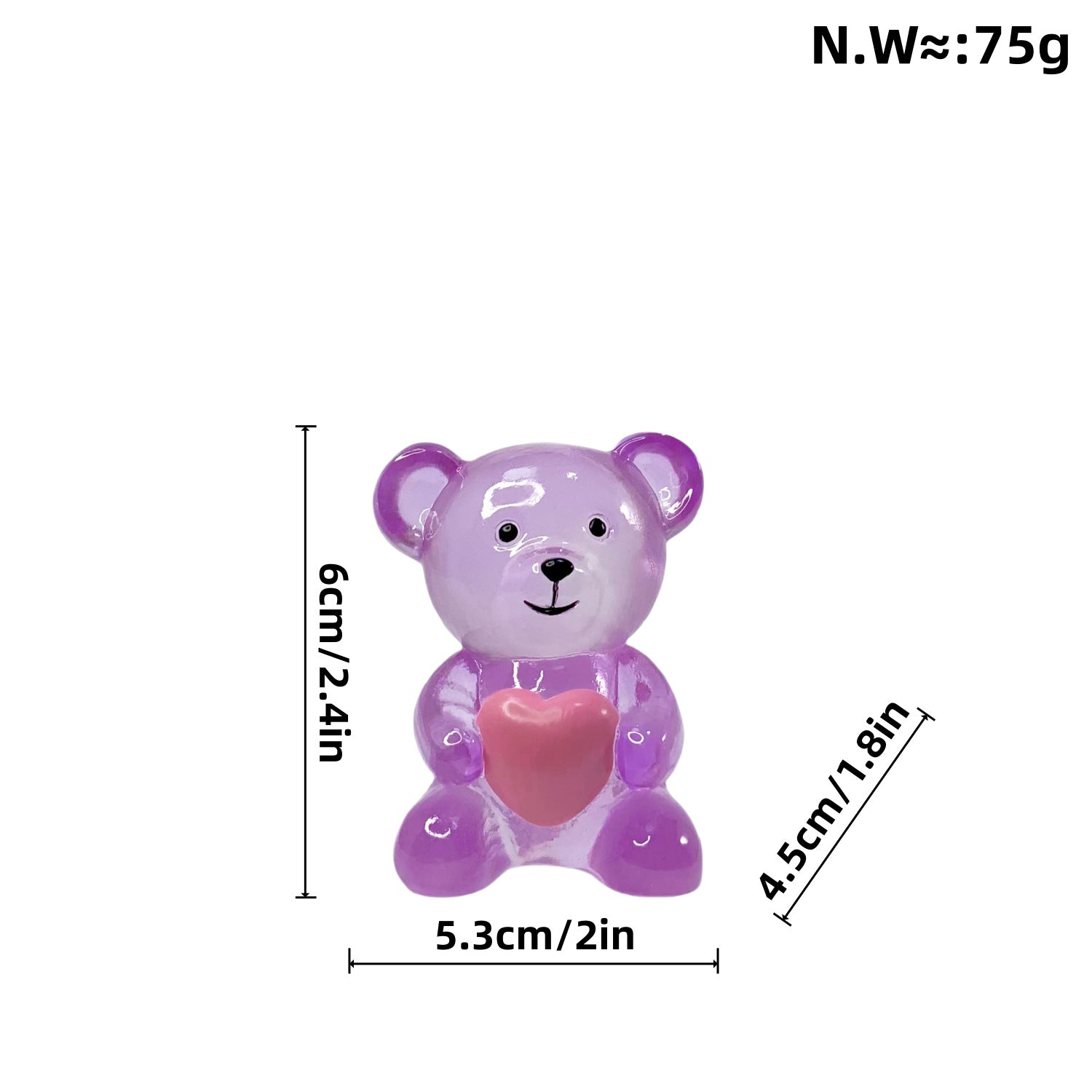 purple resin bear ornament