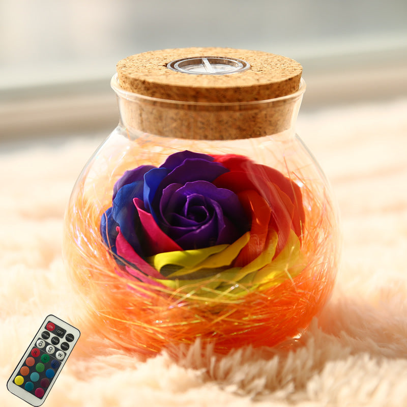 Rose Preserved Soap Flower Wishing Bottle!