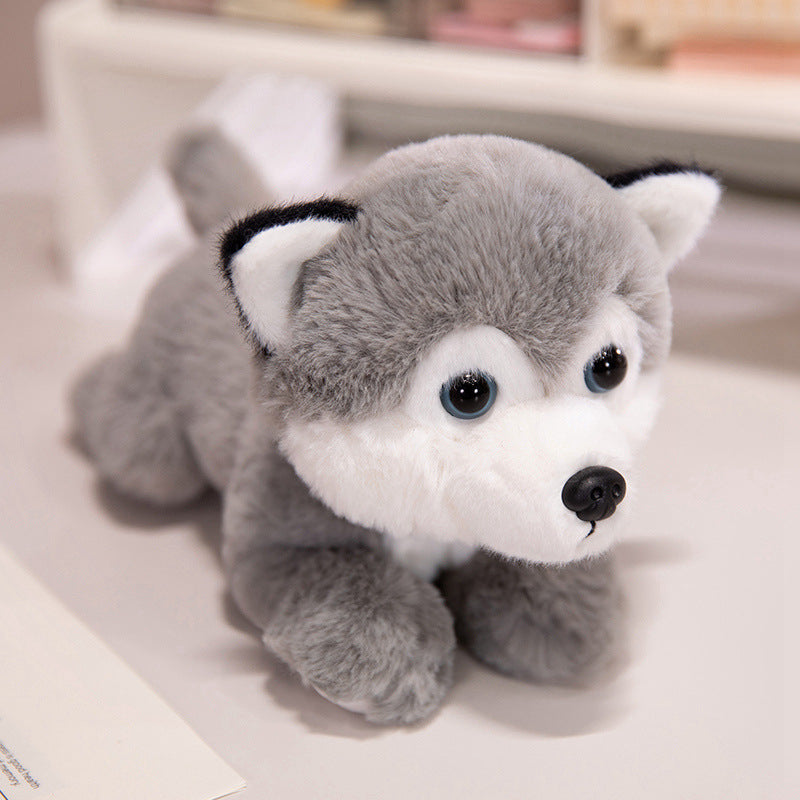 Mini dog plush showing a soft gray husky stuffed animal perfect for cuddles and play.