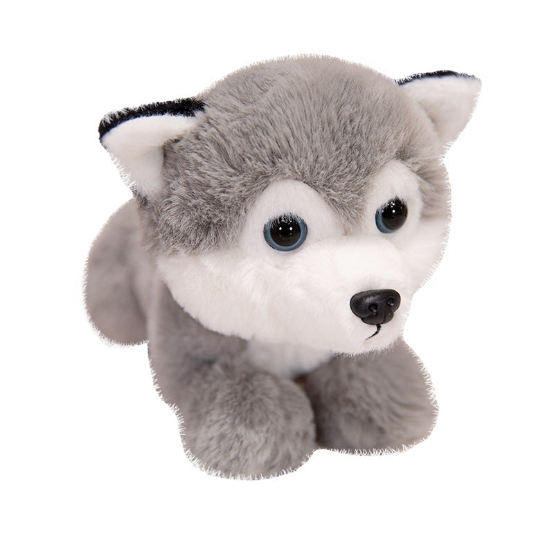 Mini dog plush in the shape of a cute gray husky puppy, perfect for dog lovers who enjoy stuffed animals.