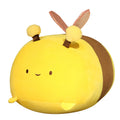 Cute cotton bee pillow for sleeping, perfect for cuddling and showing love for pollinators.
